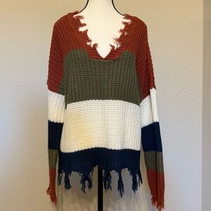 ee:some Women’s distressed v-neck sweater